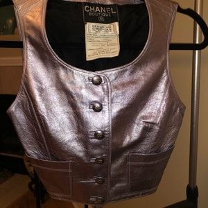 Vintage Lavender Leather Chanel vest